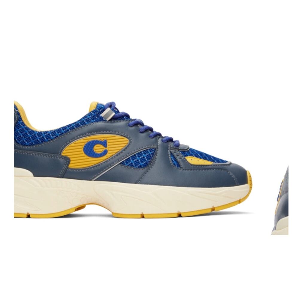 Coach Blue Leather Tech Runner Sneakers Size 7 - Picture 2 of 6